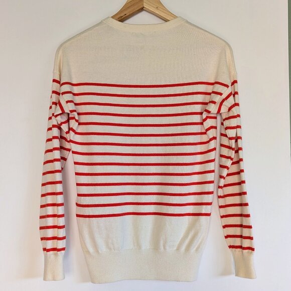 AUTH Burberry Striped Sweater Embroidered Logo Cotton Cashmere Blend Size XS/S - Picture 2 of 9